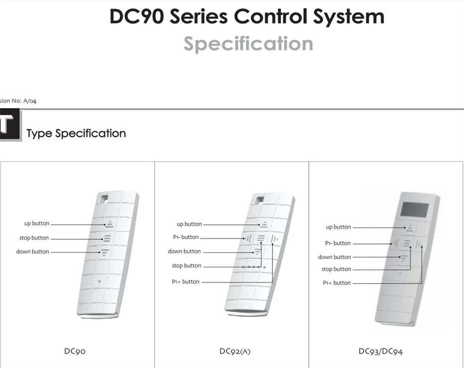 Original Dooya DC90 Single Channel Transmitter for Dooya Motors, RF 433MHZ Remote Control,  Dooya Automatic Curtain Accessories