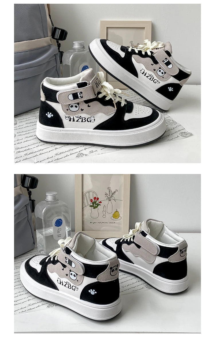 Autumn Winter High Top Sneakers Women Panda Sneakers for Teenage Girls Cute Womens Sports Shoes Kawaii Luxury Trend Ladies Shoes