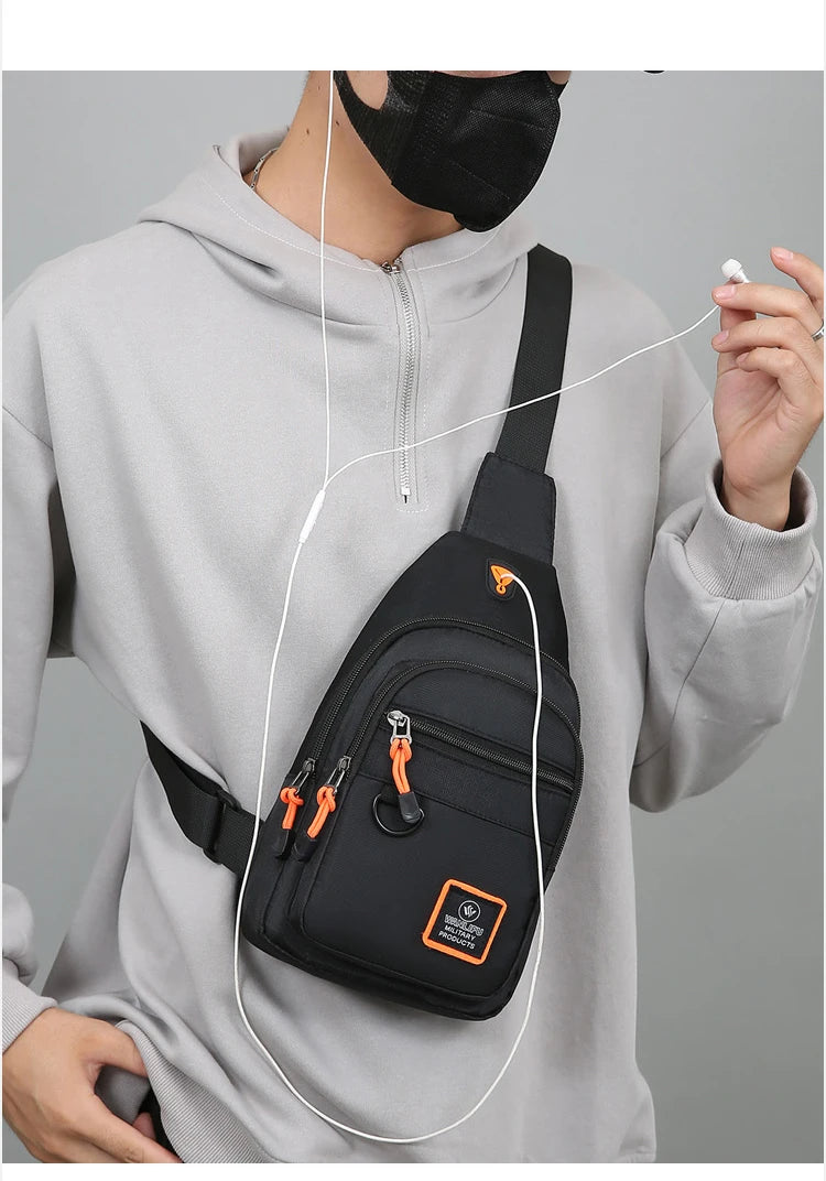 Fashion Men's Chest Bag Handbag Lightweight Oxford Fabric Crossbody Shoulder Bag Stylish Casual Men's Waist Packs Male Chest Bag