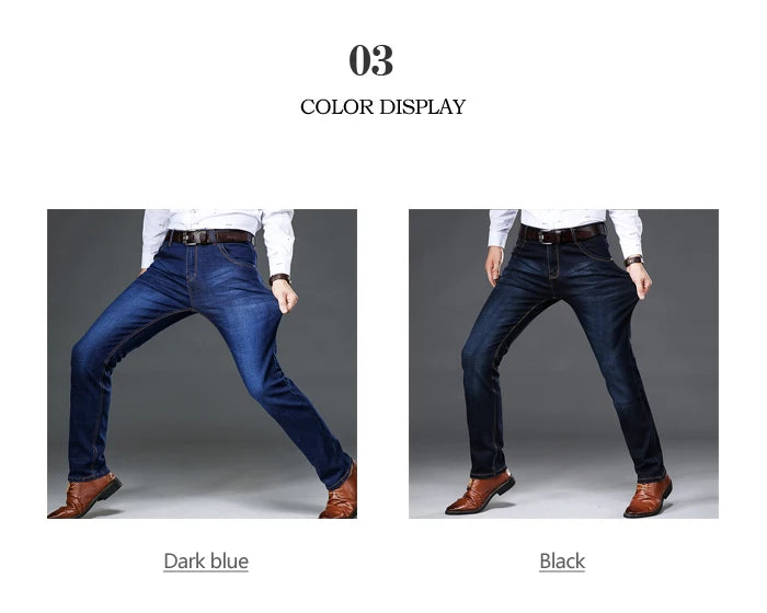 42 44 Spring and Autumn New Classic Men's Large Size Jeans Fashion Business Casual Stretch Slim Black Blue Men's Brand Pants