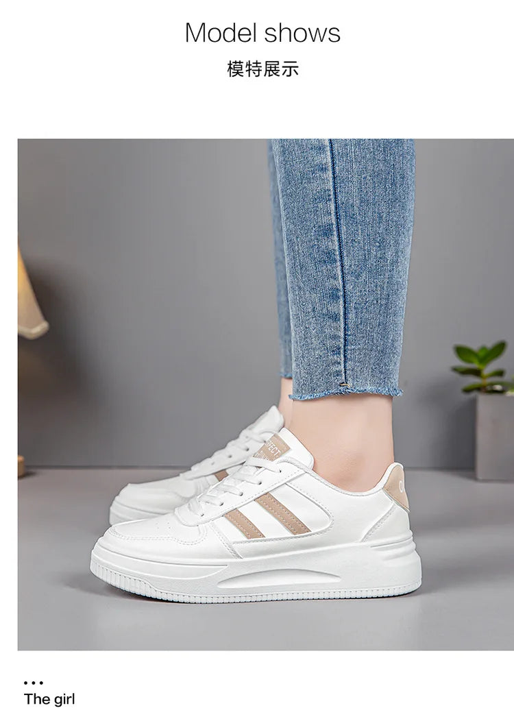 Thick sole white shoes Trendy flat shoes for women Comfortable, breathable vulcanized  2024 new sneakers  woman designer shoes