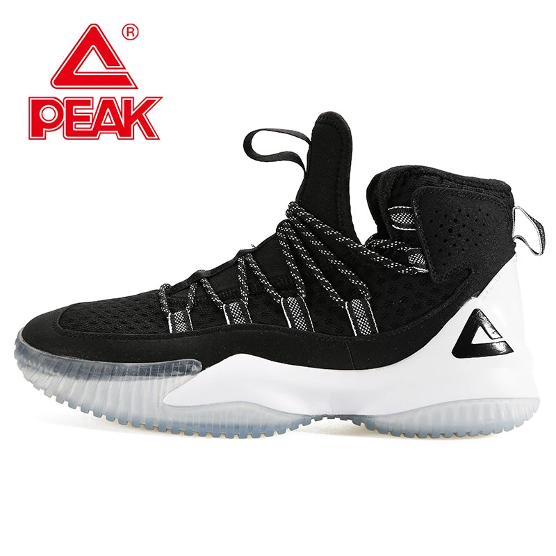 PEAK Men's Basketball Shoes Court Anti-slip Rebound Basketball Sneakers Light Sports Shoes Breathable Lace-up High Top Gym Boots