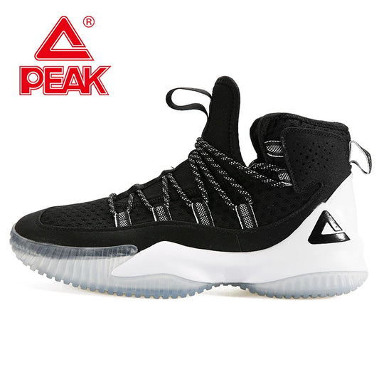 PEAK Men's Basketball Shoes Court Anti-slip Rebound Basketball Sneakers Light Sports Shoes Breathable Lace-up High Top Gym Boots