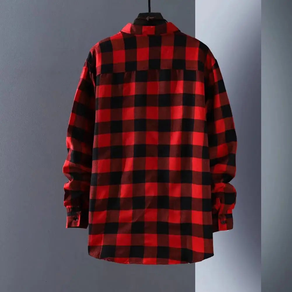 Plaid Shirt Men's Long Sleeve Korean Thin Buttons Men Autumn Mens Spring Casual Shirt Thin Coat Oversize Loose Shirt Cardigan