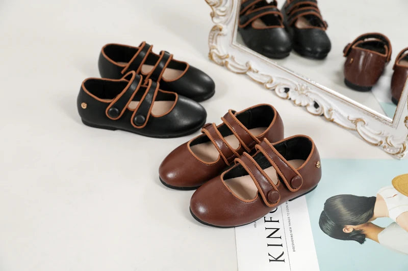 AS New Kids Shoes Children Leather Shoes Baby Girls Shoes Toddler Fashion Brown Flats Boys Moccasin Slip On Loafers Mary Jane