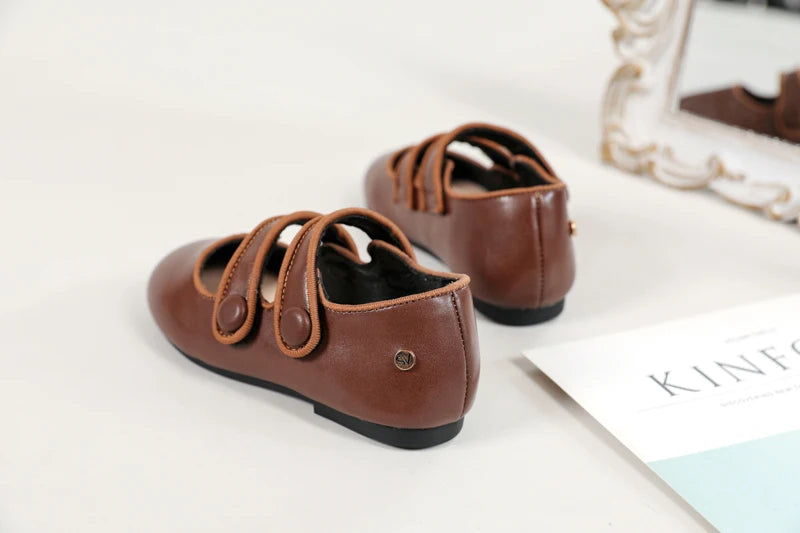 AS New Kids Shoes Children Leather Shoes Baby Girls Shoes Toddler Fashion Brown Flats Boys Moccasin Slip On Loafers Mary Jane