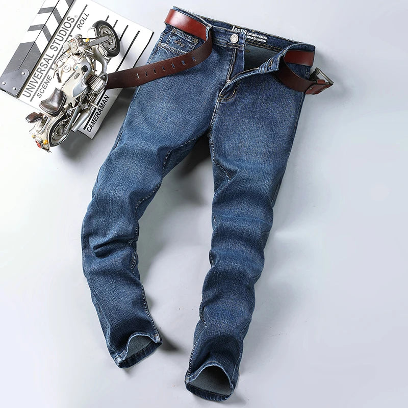 2024 Spring Autumn Men's Stretch Straight Fit Jeans Men's Denim Pants Brand New Style Trousers Mens Wear