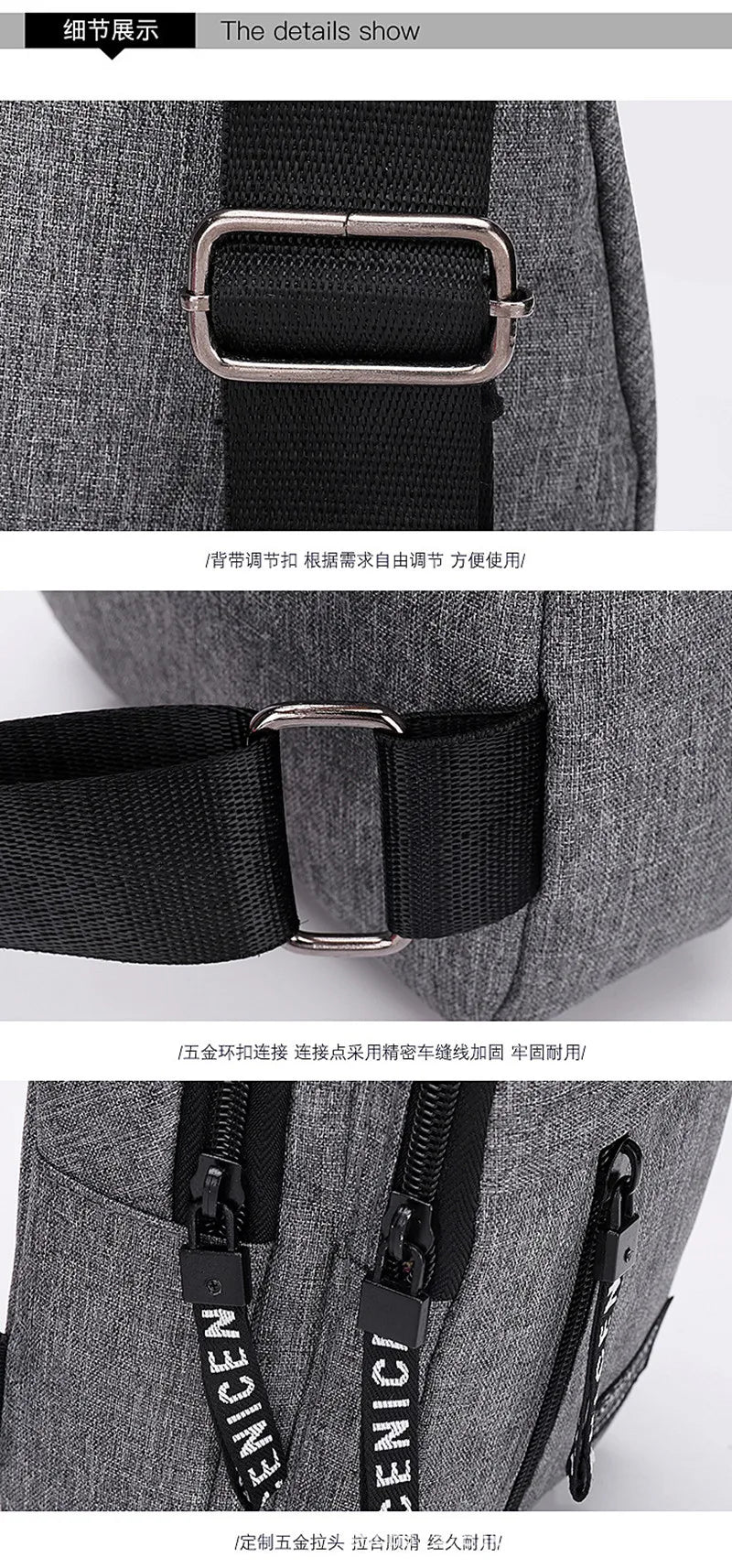 Business Men's Chest Bag Shoulder Messenger Bag Casual Canvas Travel Bag Waist Bag Multifunctional Waterproof Storage Bag