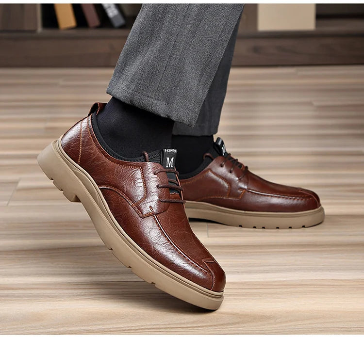 Autumn New Business Men's Casual Shoes Walking Male GENUINE LEATHER Fashionable shose Men Lace Up Breathable 2022 Summer