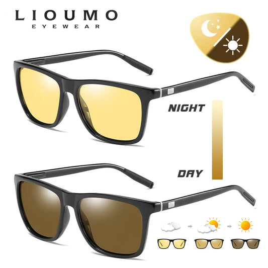 LIOUMO Photochromic Sunglasses Men Polarized Night Vision Glasses For Driving Women Chameleon Eyewear oculos de sol masculino