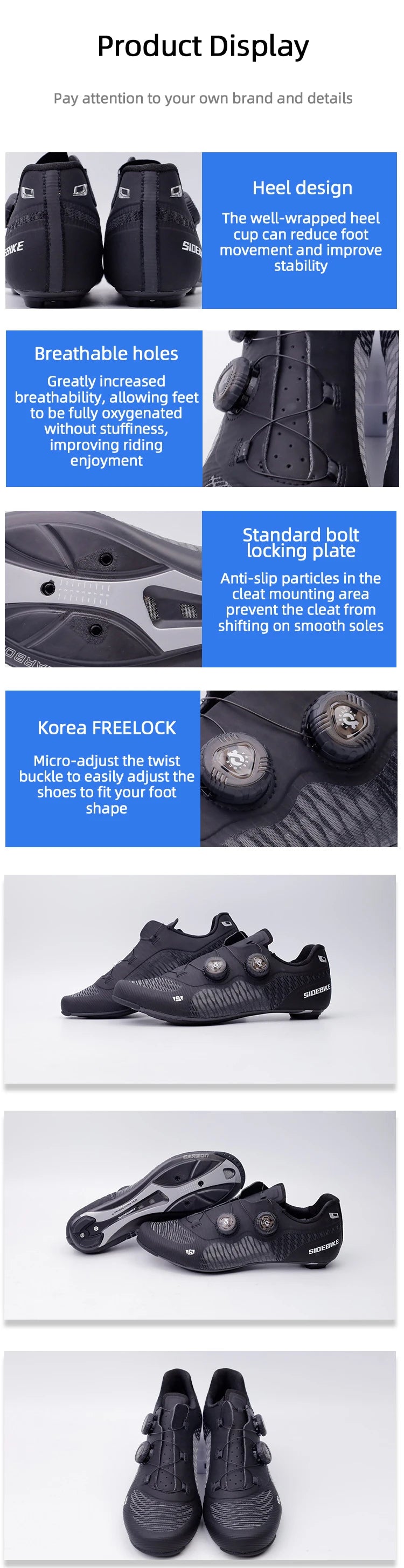 Sidebike Cycling Sneaker Lightweight Carbon Fiber Sports Shoes Cleat Breathable Racing Road Bike Shoes Sneakers for Man Footwear