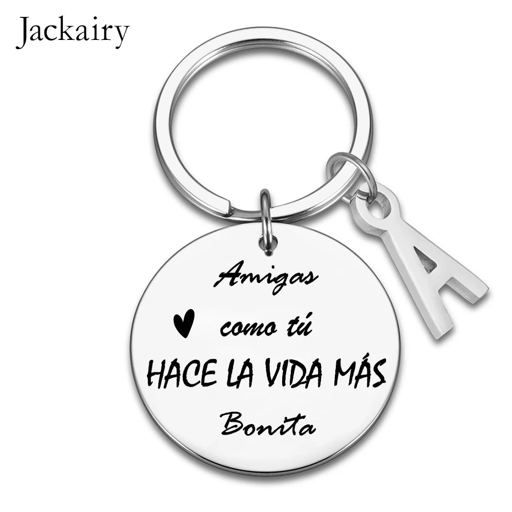 Spanish Friendship Keychain Gift for Sister BFF Amigas Como Tú HACE LA VIDA MÁS Bonita Charms Keyring Birthday Christmas Gifts