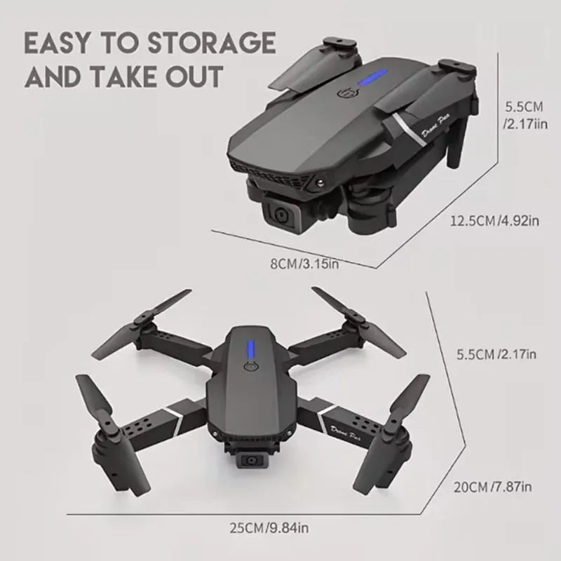 XIAOMI Professional Drone E88 4K Wide-Angle HD 1080P Camera WiFi FPV Height Hold Foldable RC Drone Quadrotor Helicopter Toys New