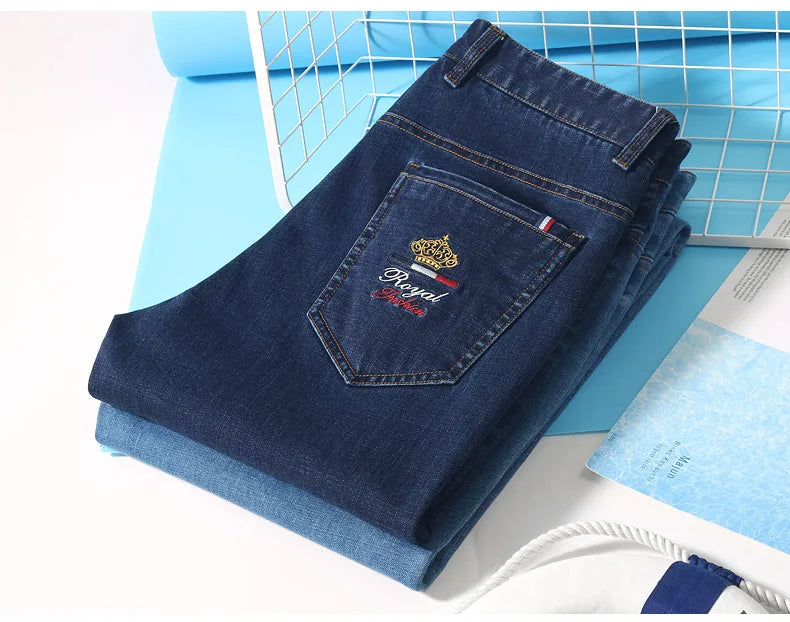 Bruce&Shark Straight Men's Jeans Thicken Cotton Stretching Fashion Casual Soft Loose Hot Selling Four Season Wear Big Size 42