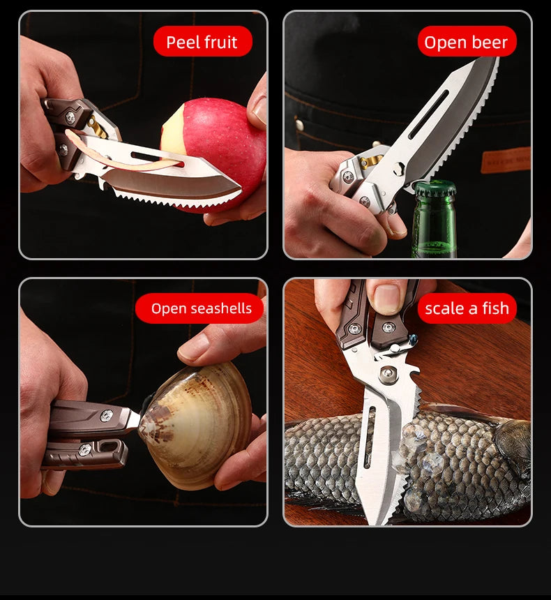 Stainless Steel Sharp Bone Breaking Scissors Kitchen Scissors Multifunctional Automatic Bouncing Powerful Chicken Bone Scissors