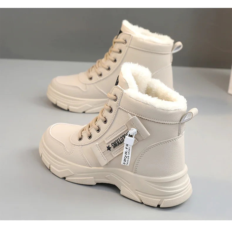 2023 New Winter Thick-soled Women Sneakers Warm Plus Velvet Cotton Shoes Large Size 42 Height-increasing Platform Women's Shoes