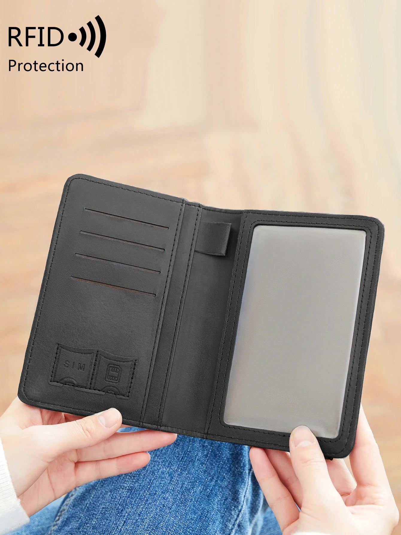 RFID Retro Passport Set PU Leather Credit Card Holder Vaccine ID Window Card Set Passport Bag Men's and Women'sTravelAccessories