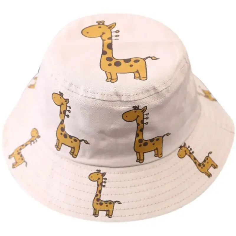 Fisherman Hat Spring Hat Children's Cartoon Foldable Basin Hat Boys Girls Summer Visor Baby Giraffe Fisherman Hat