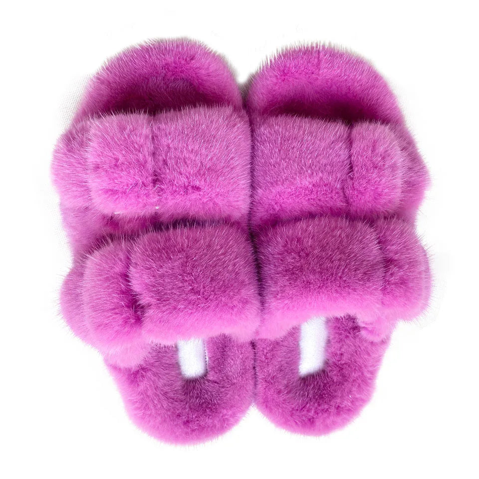 2024 New Women Fur Slippers Shoes Women Warm Winter Natural Fur Shoes For Women Slippers Casual Plush Comfortable Mink Slippers