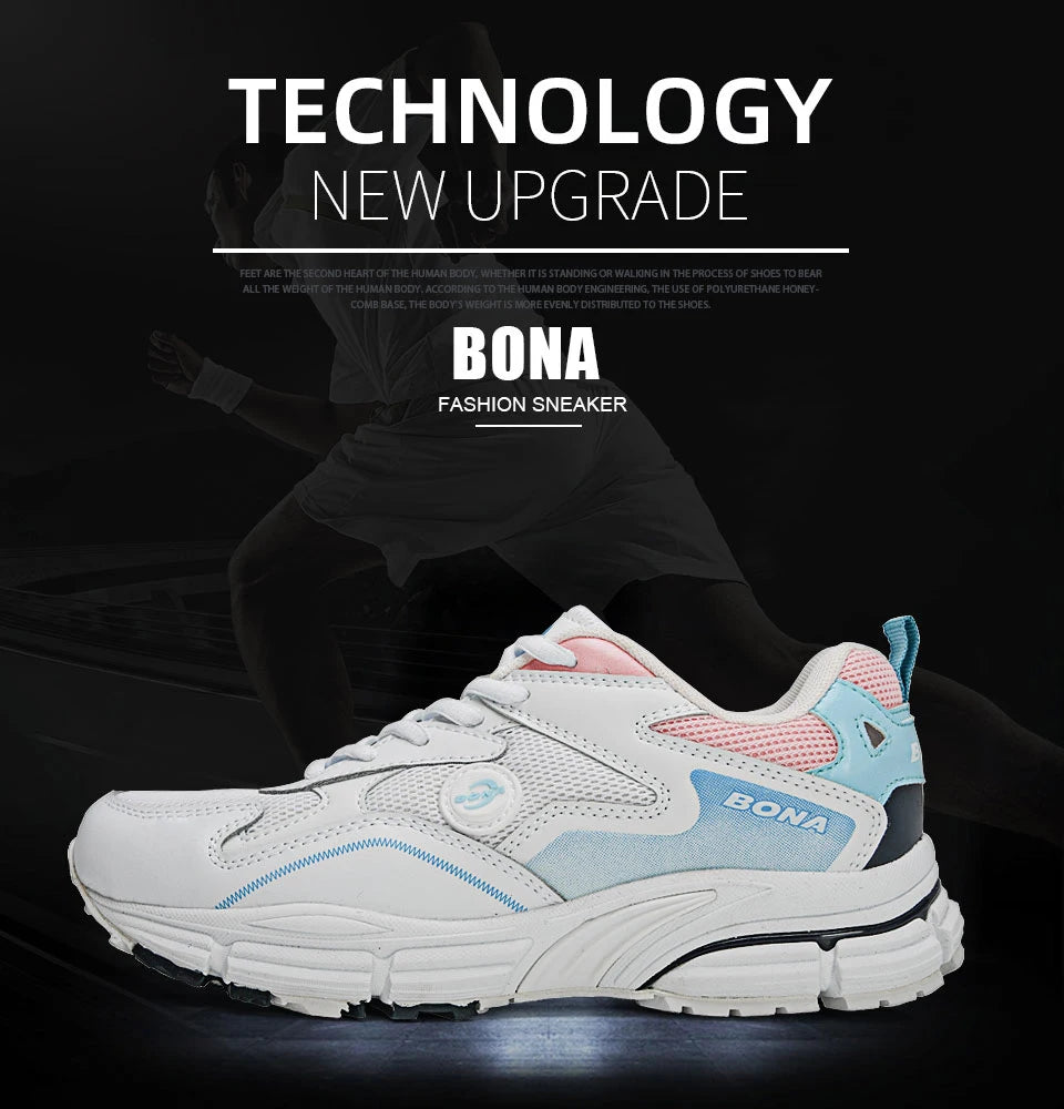 BONA 2022 New Designers Running Shoes Lightweight Breathable Sneakers Women Jogging Walking Athletic Training Footwear Feminimo