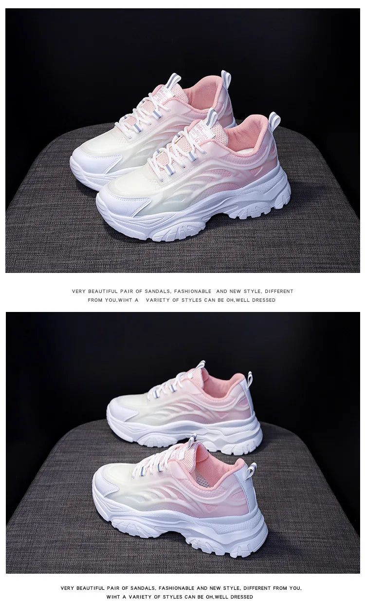 Shoes Mixed Colors Breathable Platform Sneakers 2023 New Casual All-match Mesh Lightweight Sprots Running Fashion Spring Autumn