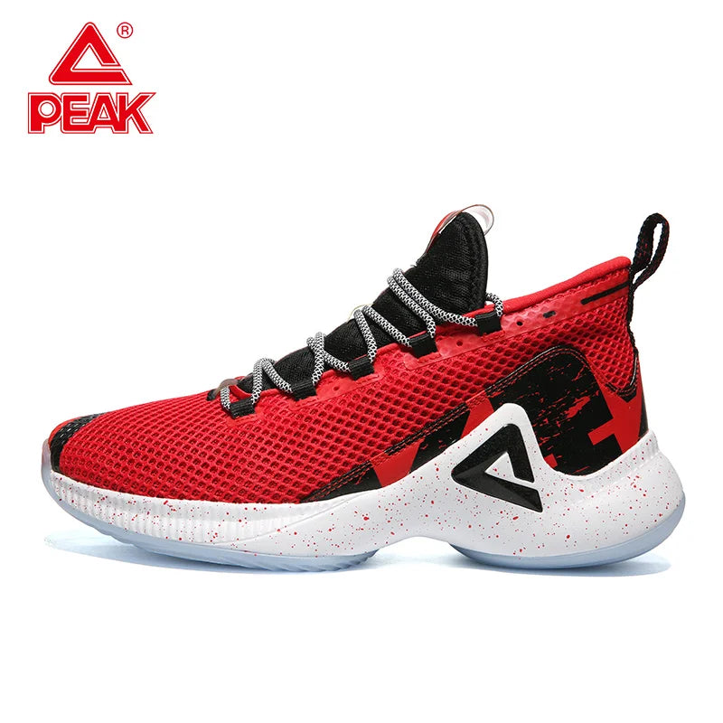 PEAK Men Basketball Sneakers P-MOTIVE Breathable Cushion Sports Shoes Outdoor Wearable Non-slip Athlete Sport Shoes EW02071A