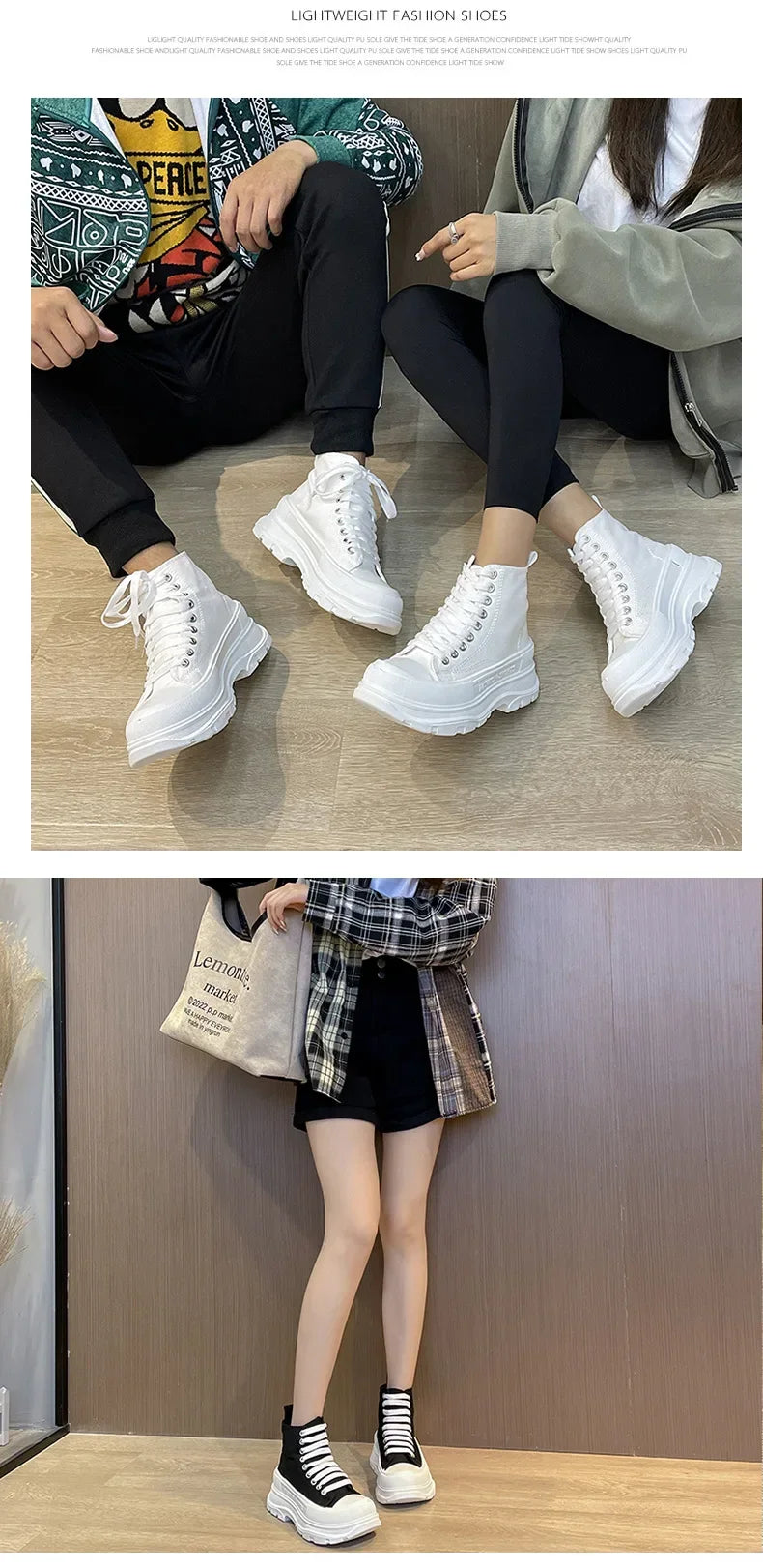 Hip Hop Platform Women's Shoes Models 2024 High Top Shoes Big Size Long Boots Sneakers Sports Athlete High-tech Shoses