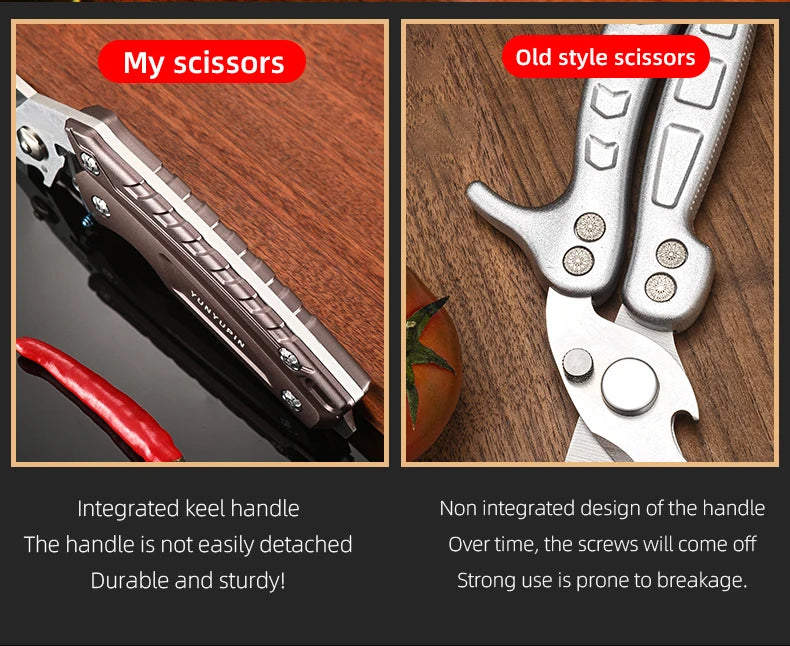 Stainless Steel Sharp Bone Breaking Scissors Kitchen Scissors Multifunctional Automatic Bouncing Powerful Chicken Bone Scissors