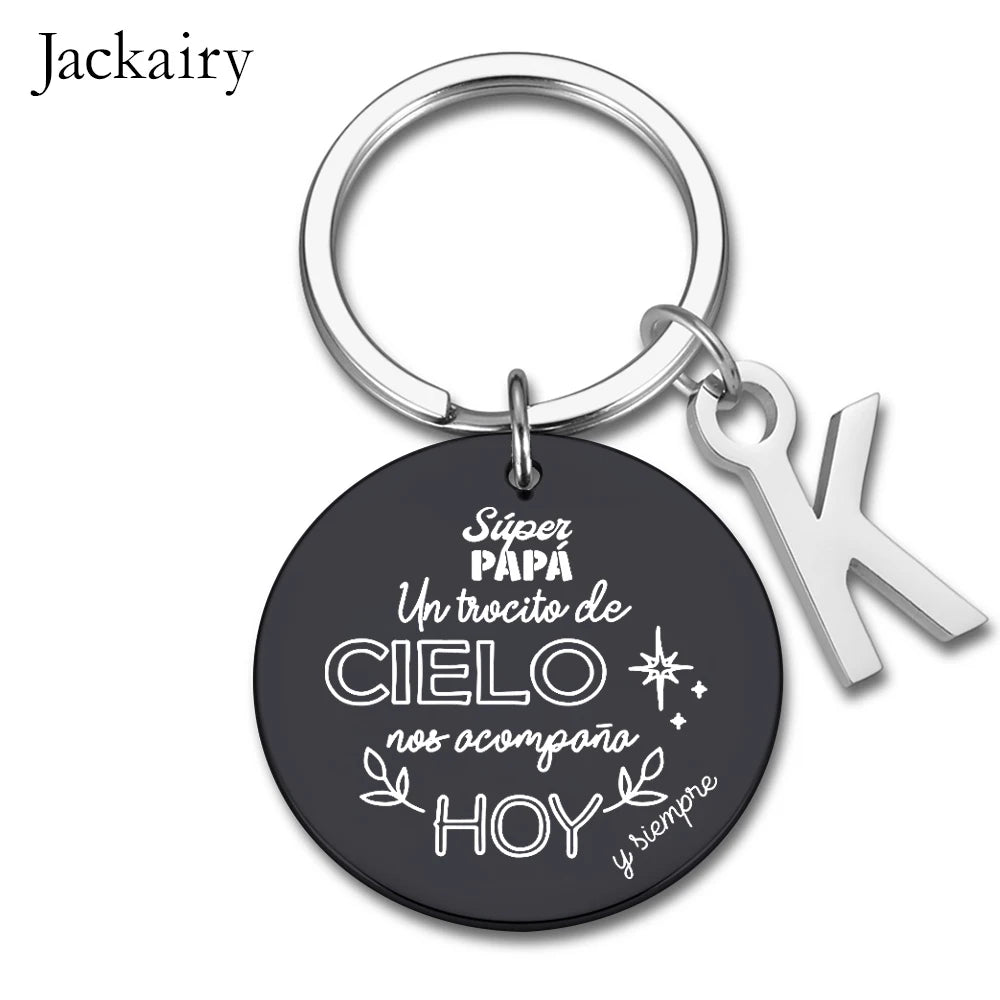 Spanish Súper Papá Gift Wedding Bouquet Keychain Un Trocito De Cielo Nos Acompana Hoy Pendant Necklace Wedding Gifts for Him Her