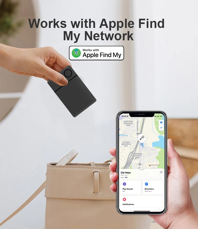 Smart Magnet Card Tracker Work with Apple Find My APP Cell Phone Back Cover Card Holder ID Card Holder Slim Sticker for iPhone