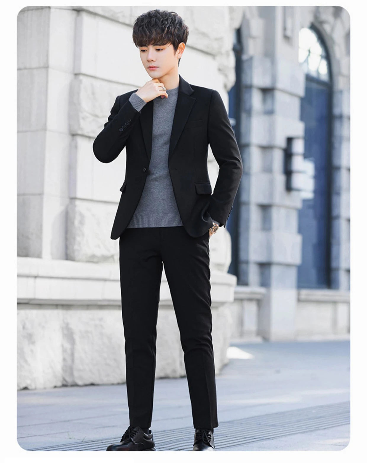 S-6XL Men's Business Casual Blazer Korean Trend Slim Fit Solid Color Suit Jacket Elegant Luxury Blazers Single Top Groom Wedding