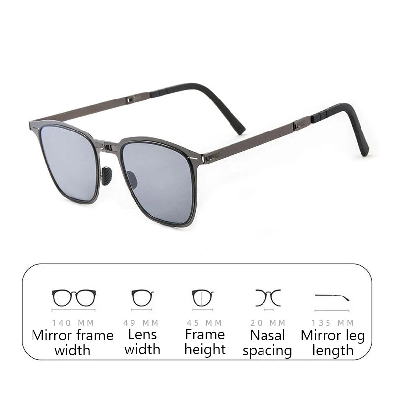 Portable Sunglasses New Ultra Light Stainless Steel Folding Sunglasses Fishing Polarized Retro Square Sunglasses HD Fashionable