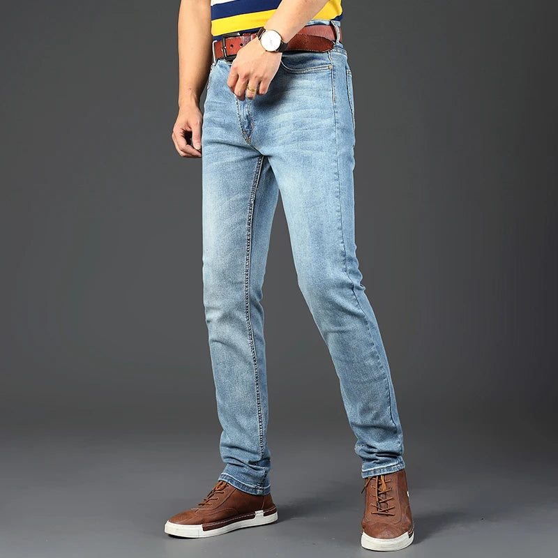 2024 Spring Autumn Men's Stretch Straight Fit Jeans Men's Denim Pants Brand New Style Trousers Mens Wear