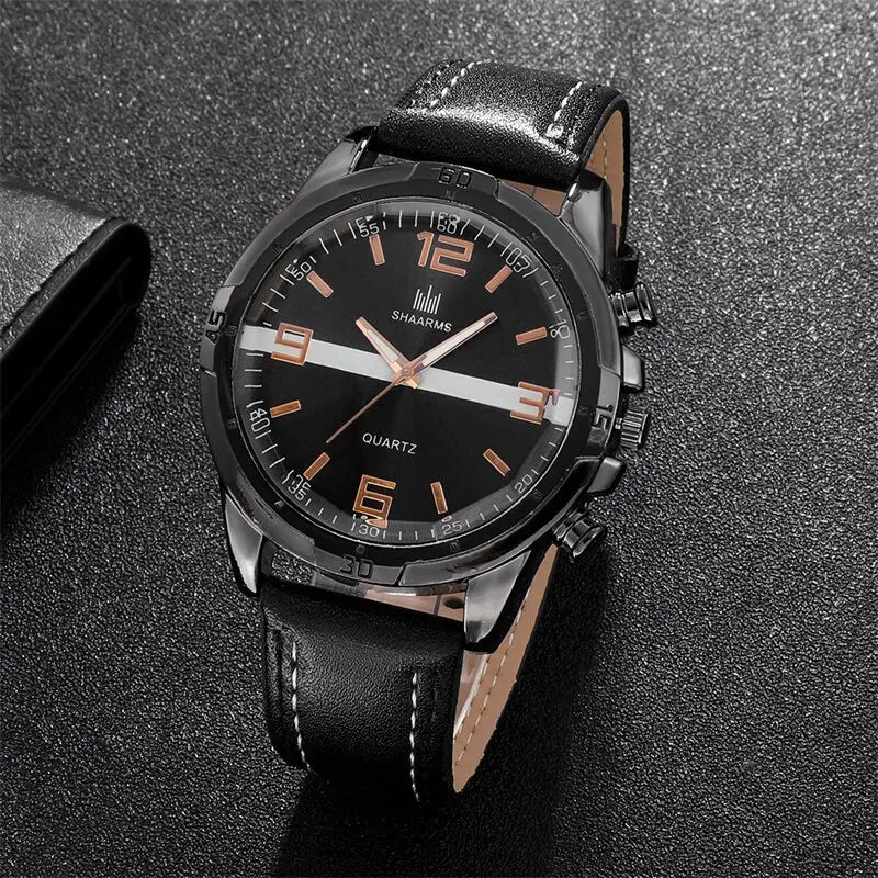 SHAARMS Mens Watches Luxury Brand Big Dial Watch Men Waterproof Quartz Wristwatch Sports Watch Clock Relogio Masculino