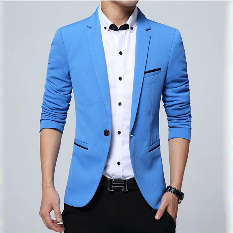 5XL-M Brand Mens Casual Blazers Spring Autumn Fashion Slim Fit Suit Jacket Single Breasted Business Office Social Blazers Hommes