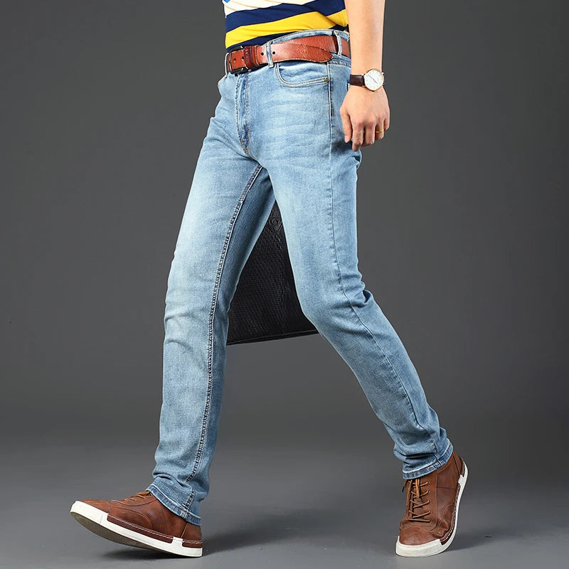 2024 Spring Autumn Men's Stretch Straight Fit Jeans Men's Denim Pants Brand New Style Trousers Mens Wear