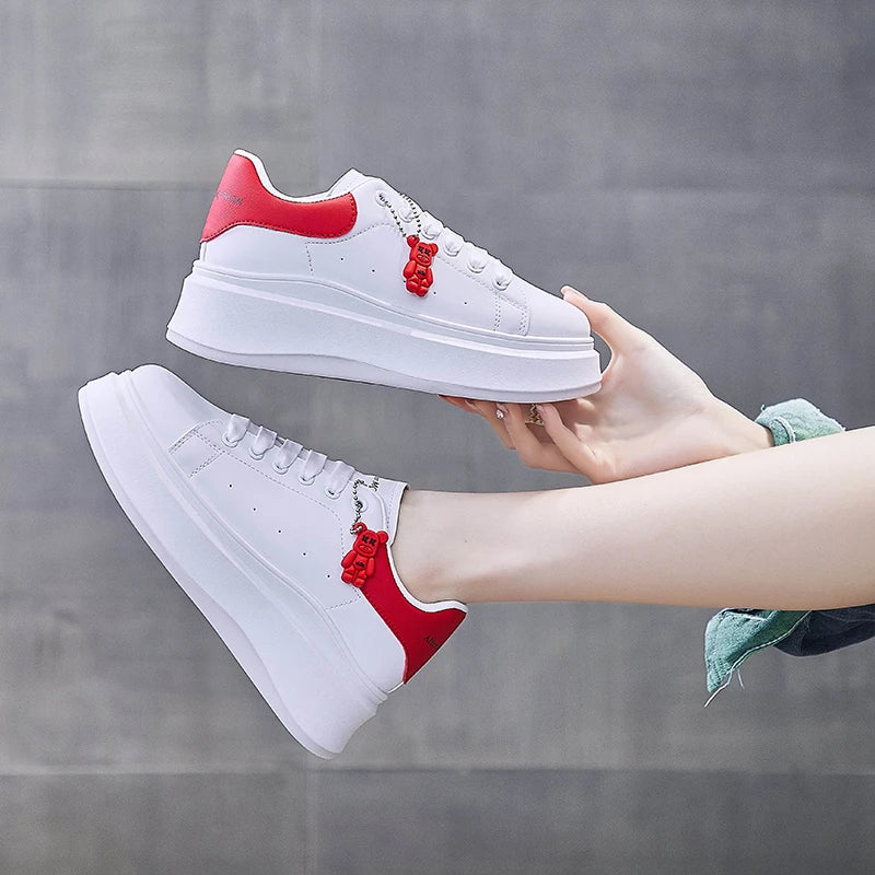 Women's sports shoes breathable student casual shoes sports women's flat net white shoes vulcanized designer 2024