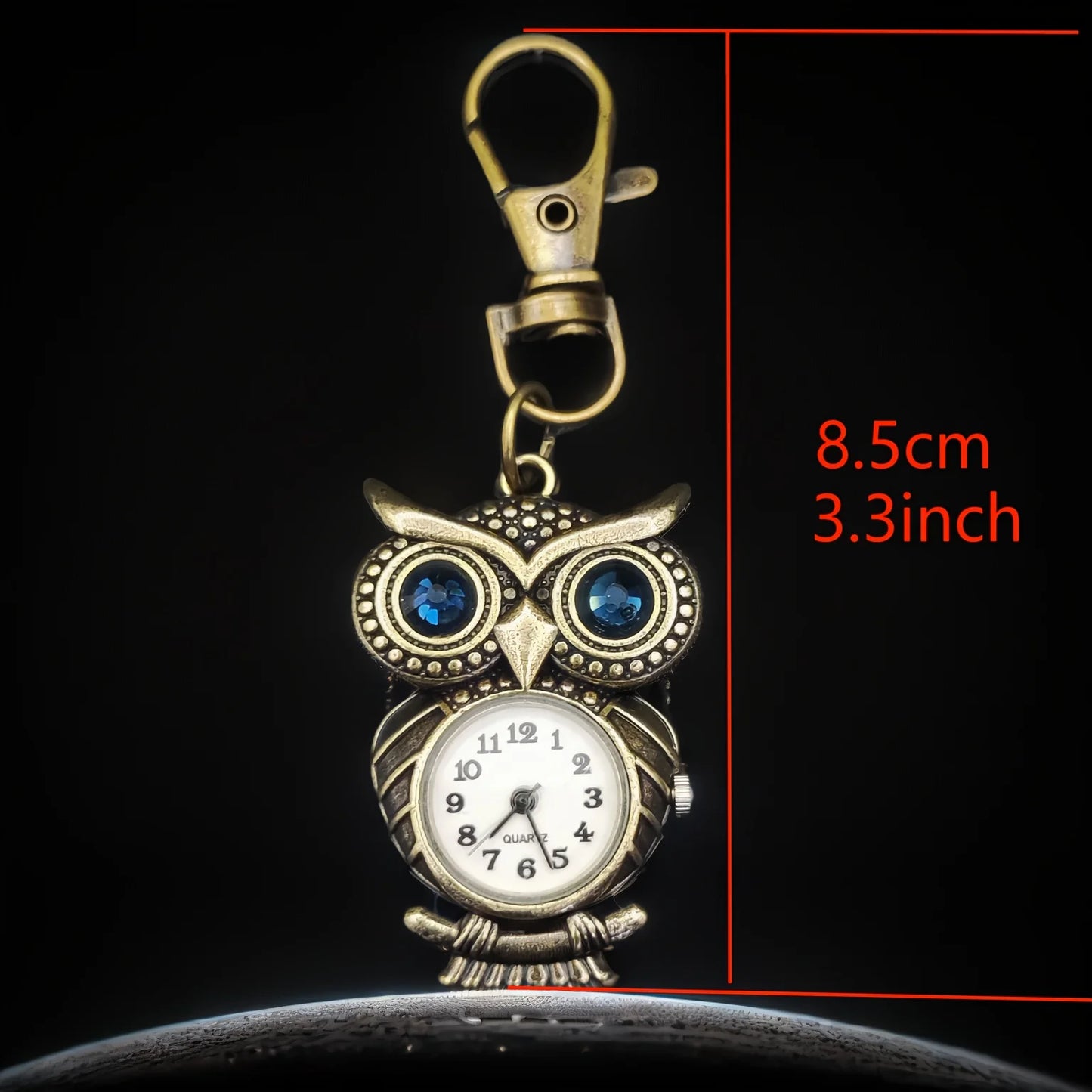 Vintage Noble Owl with Diamond Keychain Watch Hanging Watch Quartz Watch Men's and Women's Keychains