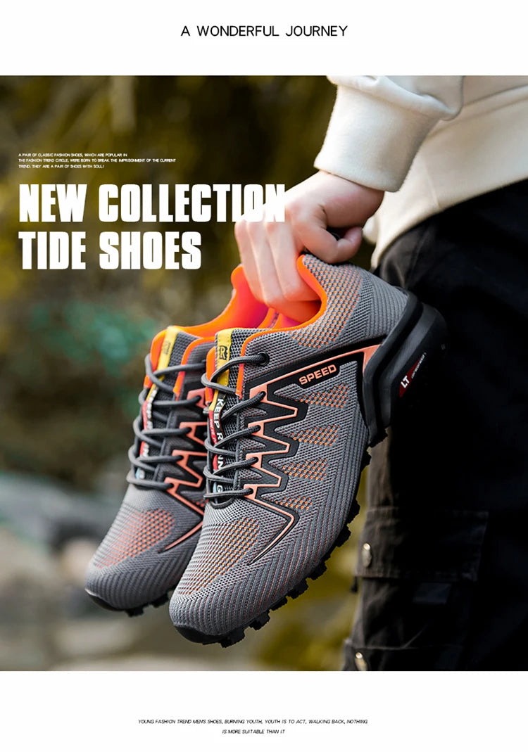 2024 New Men Running shoes Outdoor Breathable Anti-skid Wear-resistant Lace-up Sneakers Male Jogging Training Travel Sport Shoes