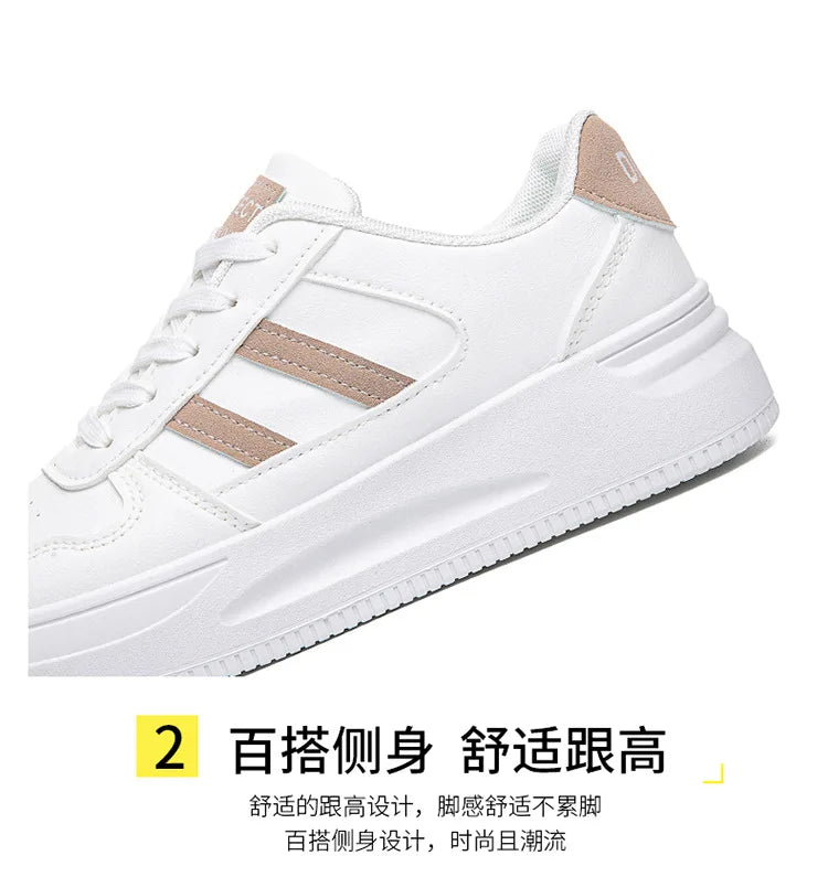 Thick sole white shoes Trendy flat shoes for women Comfortable, breathable vulcanized  2024 new sneakers  woman designer shoes