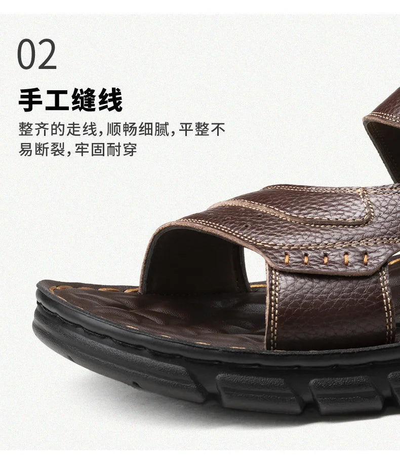 Sandals Shose Men Casual Shoes Summer Breathable Non-slip Antiskid Leather Flat Beach Plover Top Men's Debardeur Homme