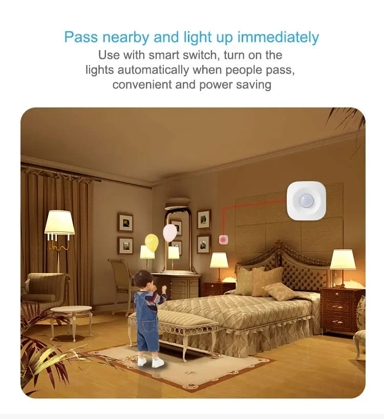 AUBESS Tuya WIFI Smart PIR Motion Sensor Mini Human Body Movement Detector Smart Life Infrared Sensor For Alexa Google Home