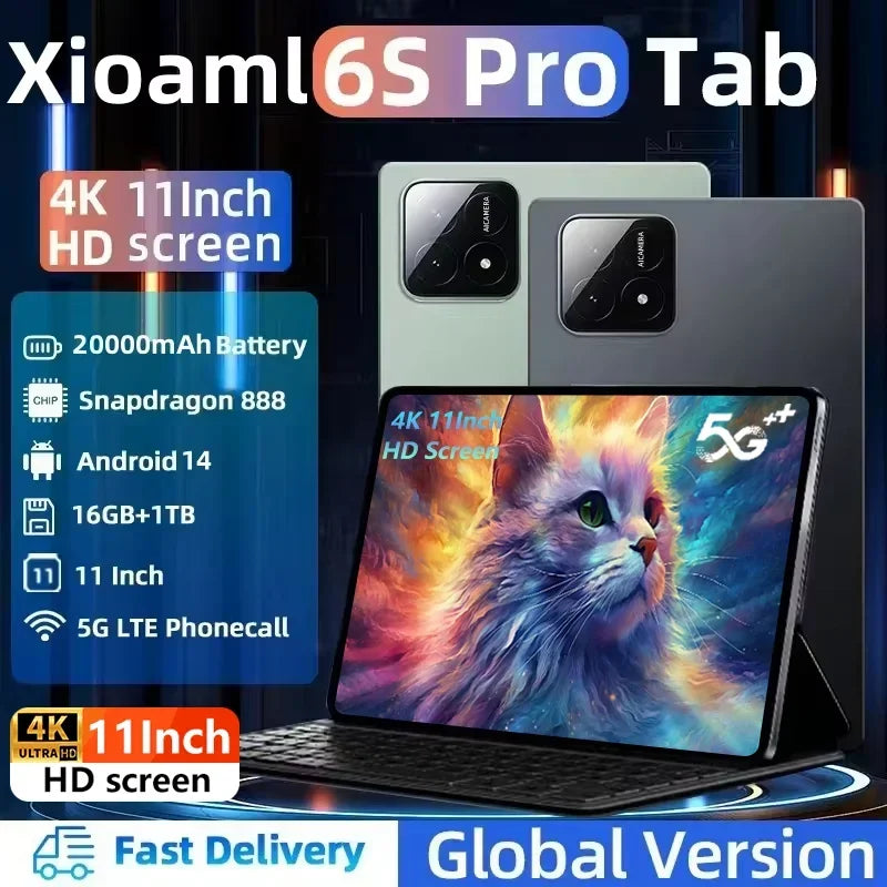 2024 Pad 6S Pro Android 14 11inch HD 4K Original Global Version Tablet PC 16GB+1T 20000mAh GPS 5G Dual SIM Bluetooth WiFi Tablet