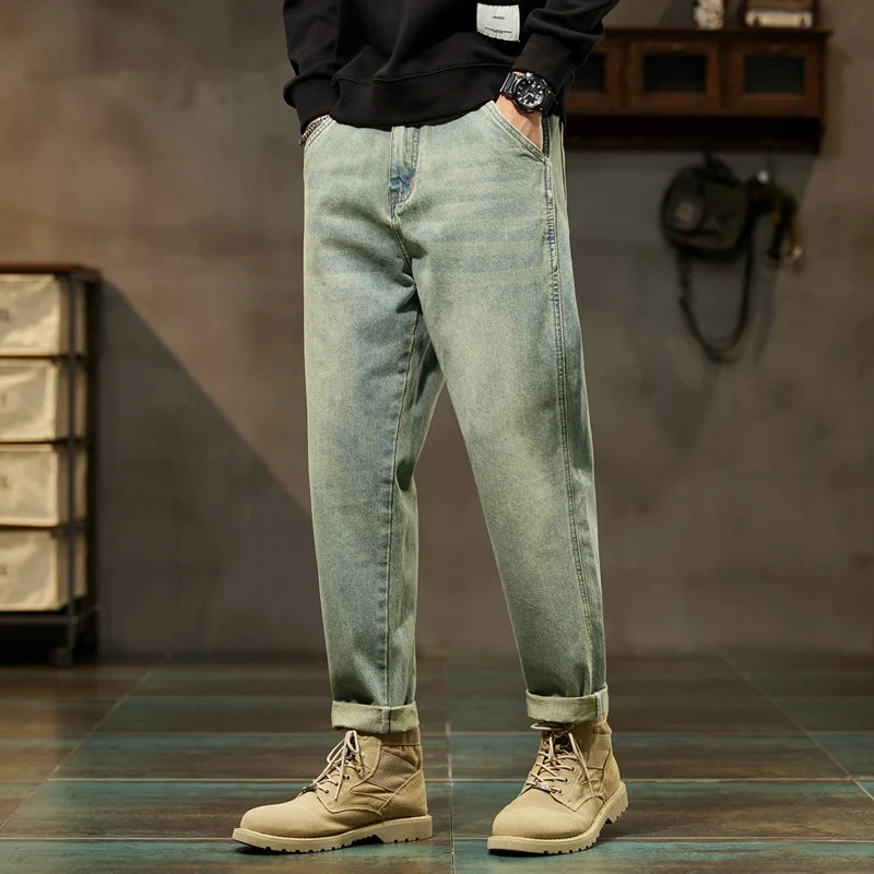 KSTUN Jeans Men Loose Fit Blue Baggy Jeans Fashion Spring And Autumn Wide Leg Pants Denim Trousers Men's Clothing Harem Pants