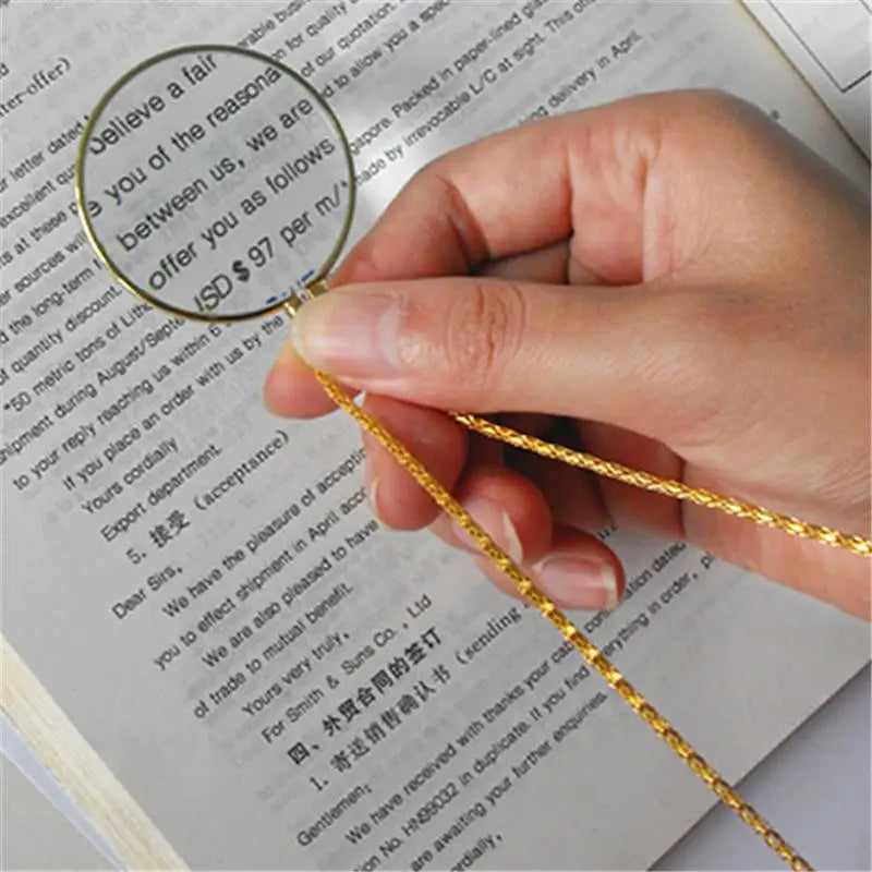 NEW Decorative Monocle Necklace With 5x Magnifier Magnifying Glass Pendant Gold Silver Plated Chain Necklace For Women Jewelry