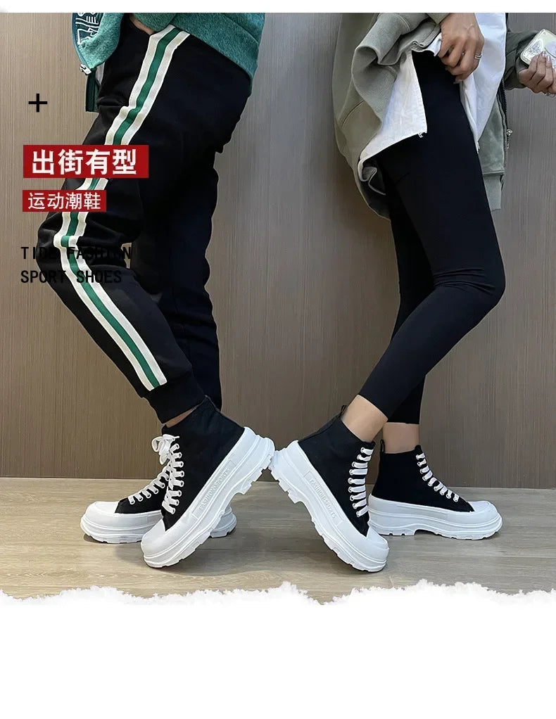 Hip Hop Platform Women's Shoes Models 2024 High Top Shoes Big Size Long Boots Sneakers Sports Athlete High-tech Shoses