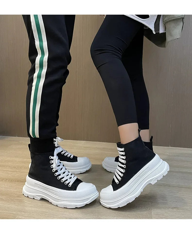 Hip Hop Platform Women's Shoes Models 2024 High Top Shoes Big Size Long Boots Sneakers Sports Athlete High-tech Shoses