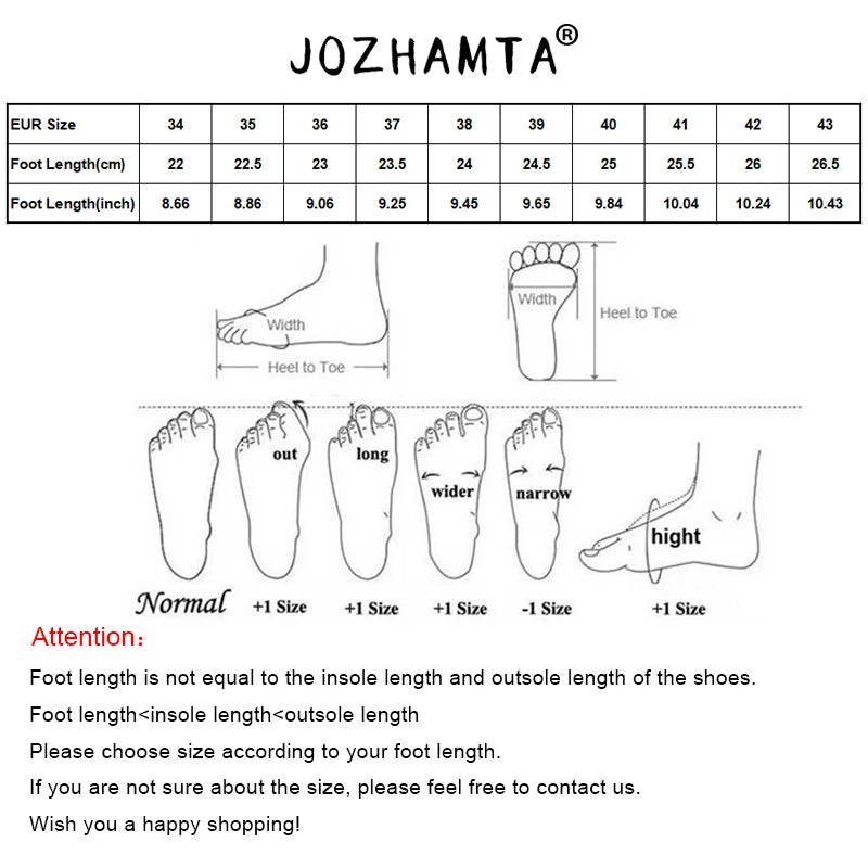 JOZHAMTA Size 36-43 Women High Heels Sneakers Casual Platform Leather Breath Mesh Tennis Athletic Shoes For Woman Lace Up 2025