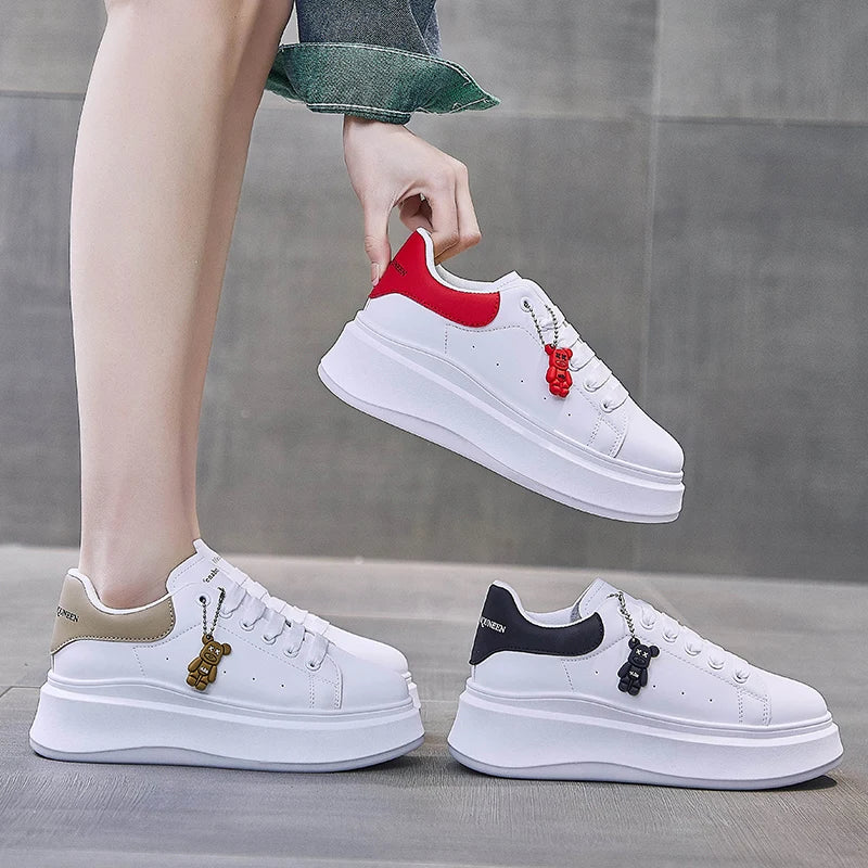 Women's sports shoes breathable student casual shoes sports women's flat net white shoes vulcanized designer 2024