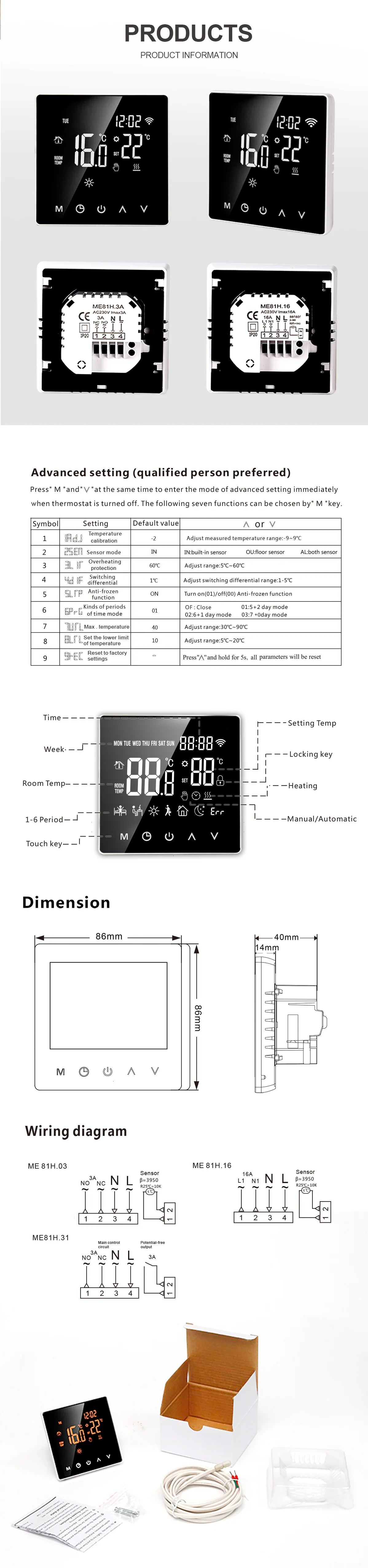 Tuya WiFi ZigBee Smart Thermostat Electric Floor Heating Water/Gas Boiler Temperature Controller Support Alexa Google Home Alice